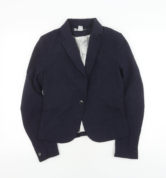 H&M Women's Blue Blazer Size 8 Regular Fit