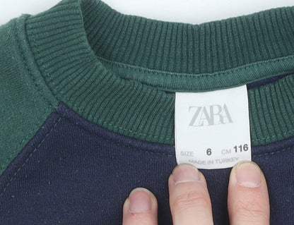 Zara Boys Blue and Green NY Sweatshirt, Size 6-7 Years