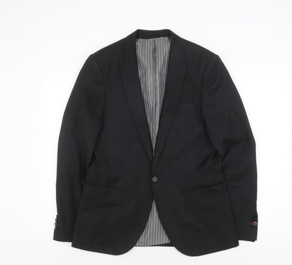 Mens UK Size 40 River Island Regular Black Suit Jacket