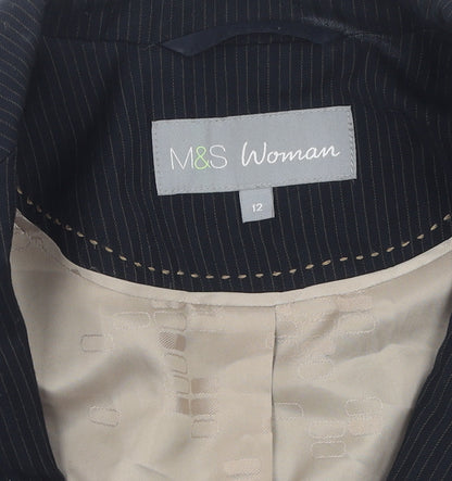 Marks and Spencer Women's Black Pinstripe Blazer Size 12