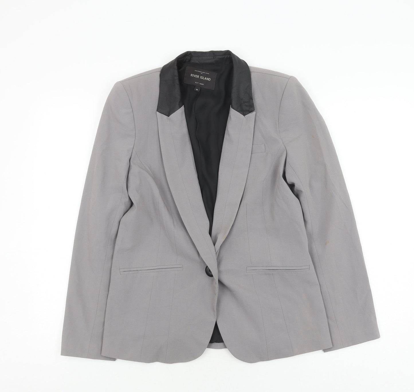 River Island Women's Grey Blazer UK 10 Lined Tailored