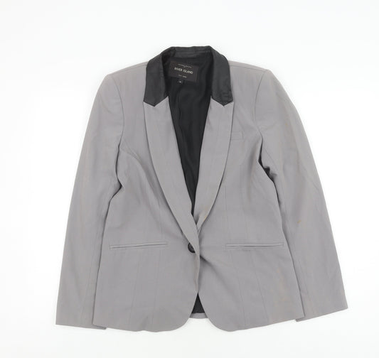 River Island Women's Grey Blazer UK 10 Lined Tailored