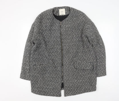 Womens UK Size L Mango Black Bomber Jacket