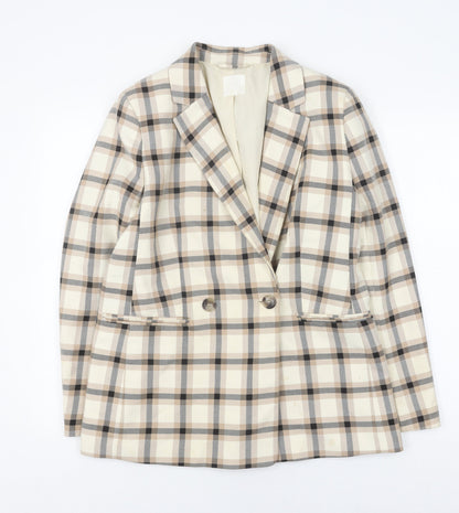 H&M Women's Multicoloured Plaid Blazer Size 12, Lined