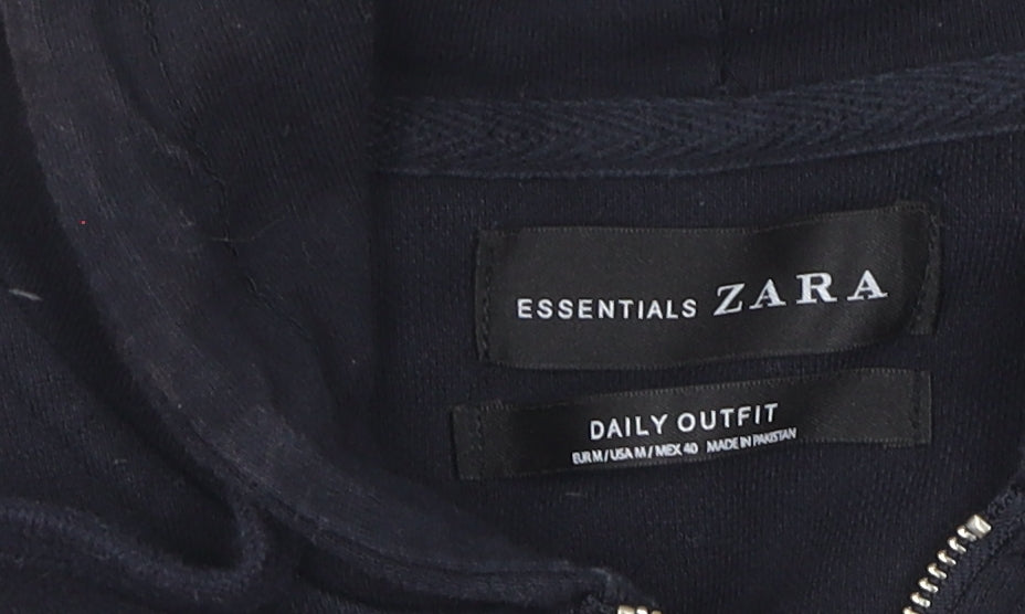 Zara Black Full Zip Hoodie, Unisex M, Hooded Casual Wear