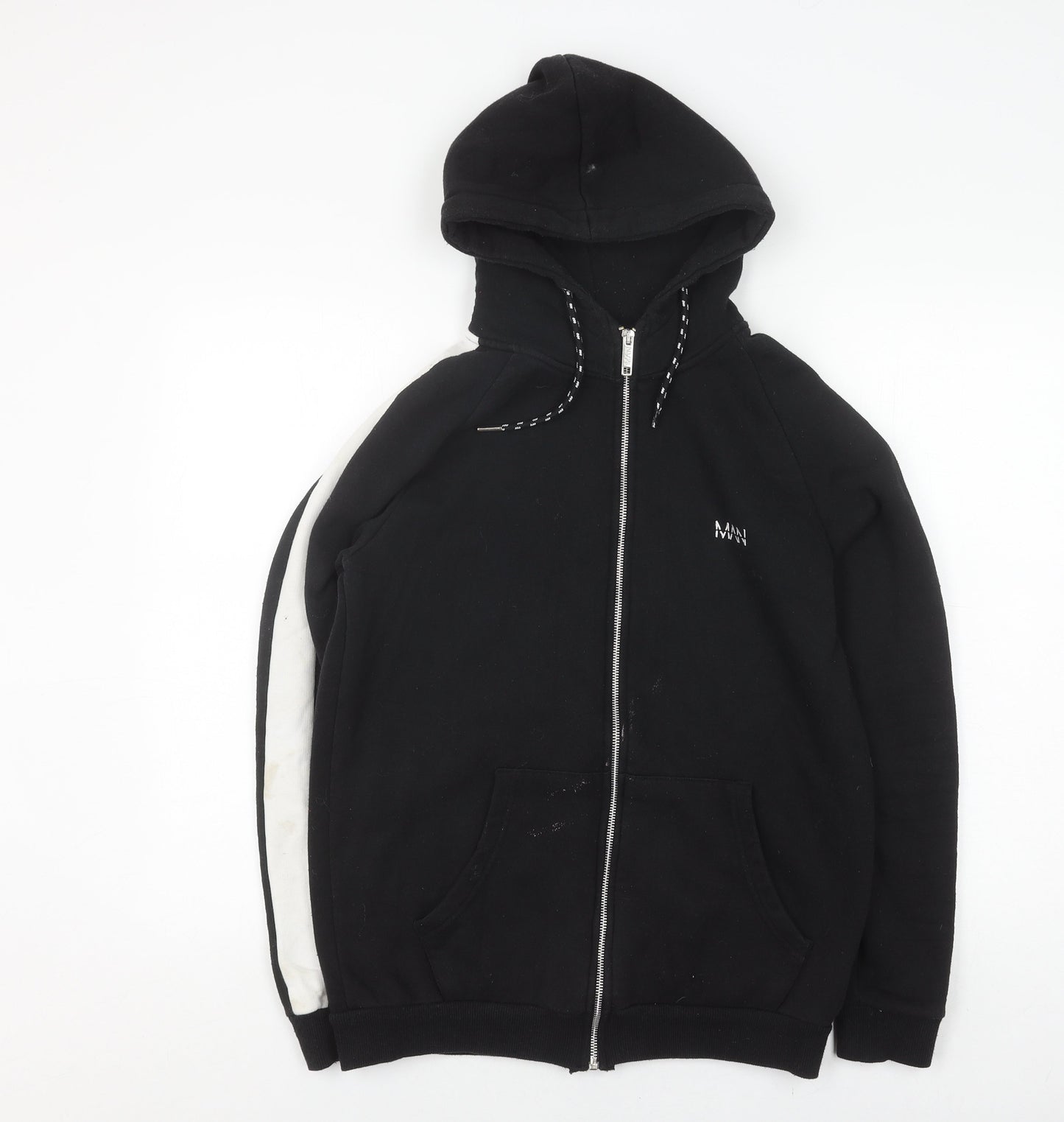 Mens UK Size M boohooMAN Black Full Zip Hoodie