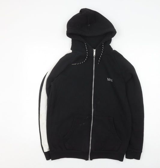 Mens UK Size M boohooMAN Black Full Zip Hoodie