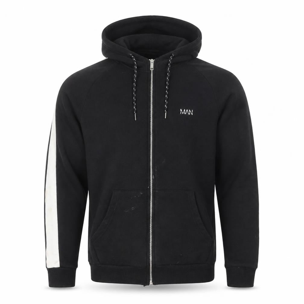 Mens UK Size M boohooMAN Black Full Zip Hoodie