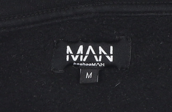 Mens UK Size M boohooMAN Black Full Zip Hoodie