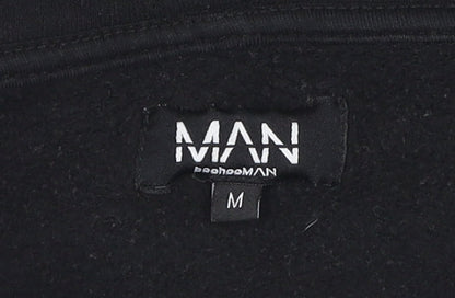Mens UK Size M boohooMAN Black Full Zip Hoodie