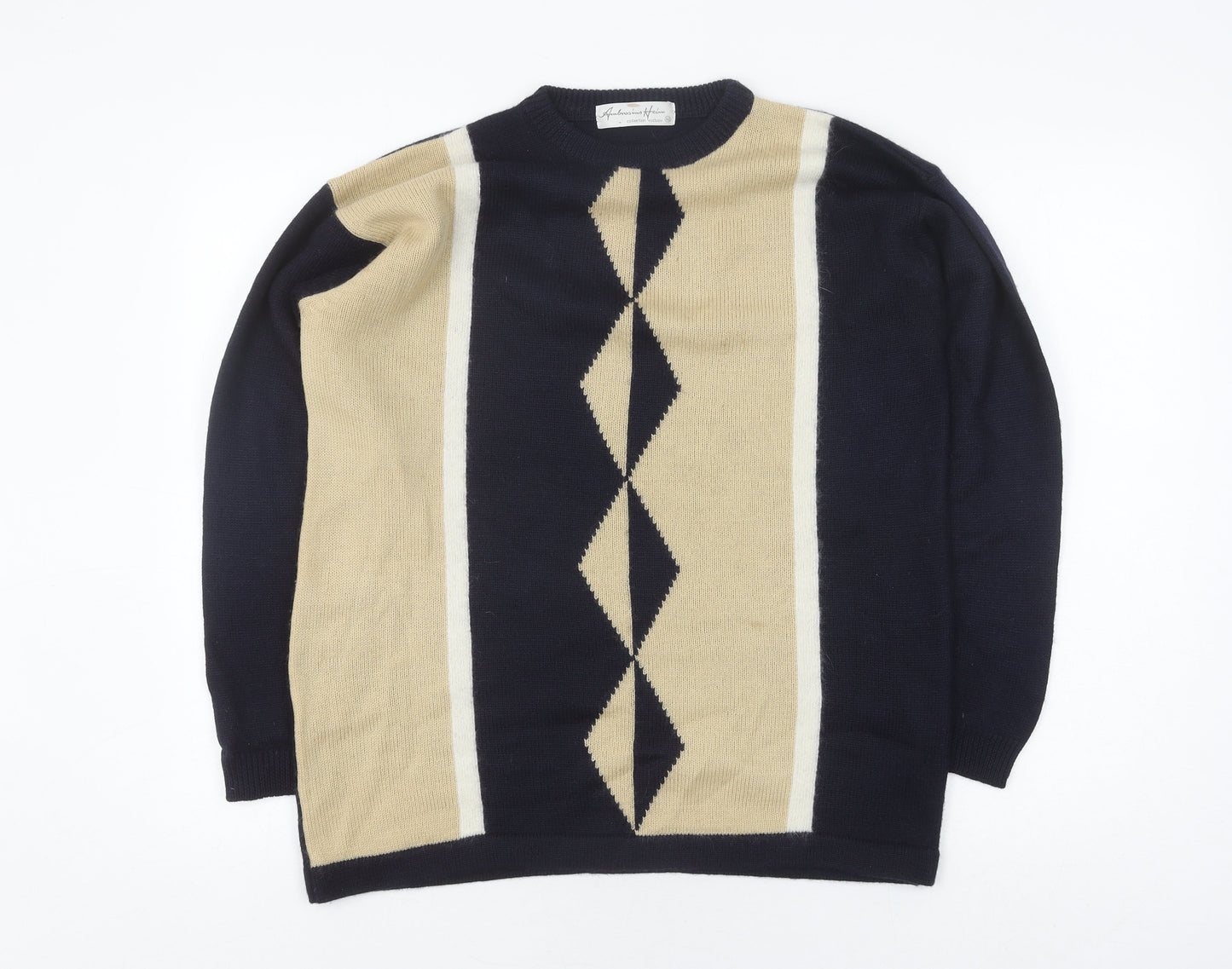 Ambrosius Heim Unisex Black Beige Pullover Jumper, Size 14