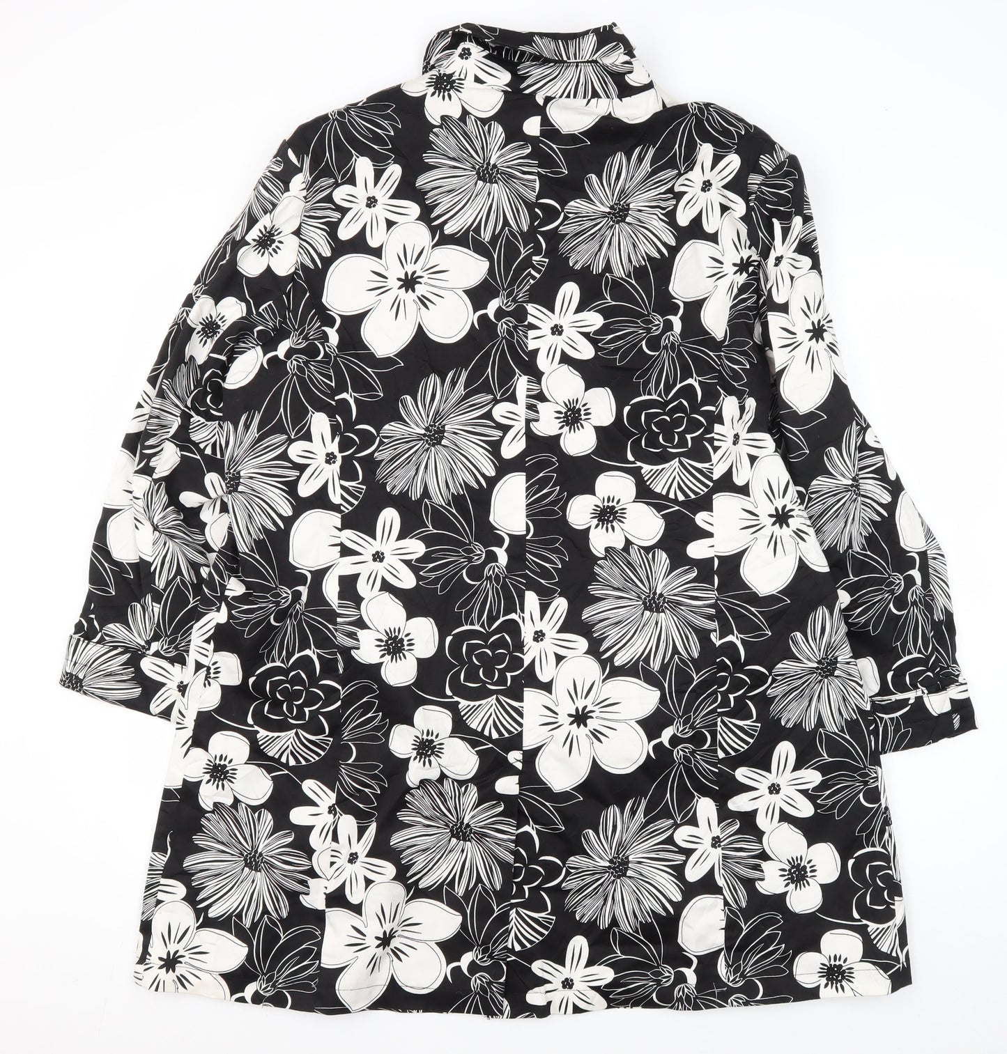 Elvi Women's Black Floral Coat Size 6 Casual