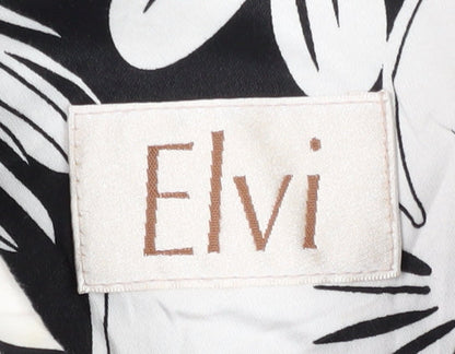 Elvi Women's Black Floral Coat Size 6 Casual