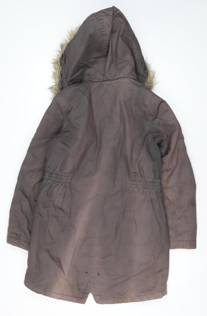 FatFace Girls Grey Parka Coat 12-13 Years Fur Trim Hooded