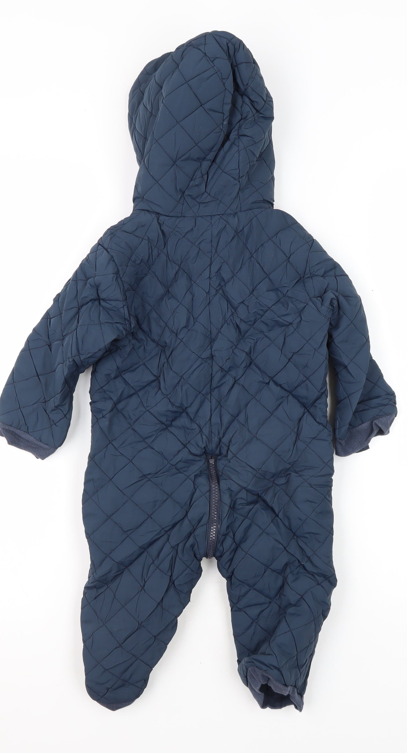 La Redoute Boys Blue Quilted Hooded Snowsuit 2 Years