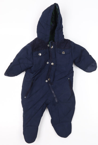 French Connection Unisex Blue Snowsuit 3-6M Quilted Puffer