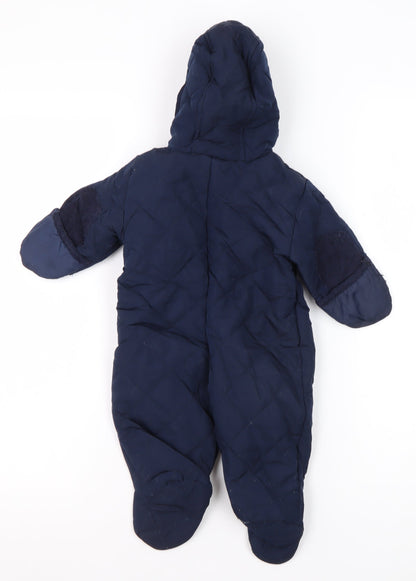 French Connection Unisex Blue Snowsuit 3-6M Quilted Puffer