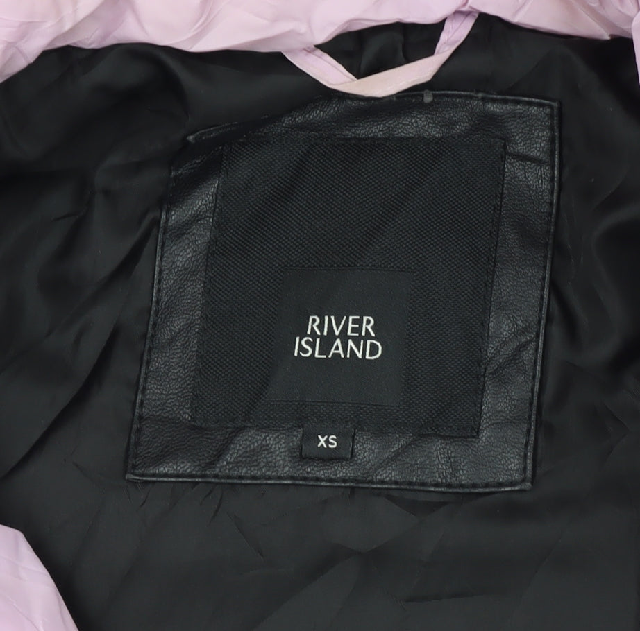 Womens UK Size XS River Island Pink Puffer Jacket