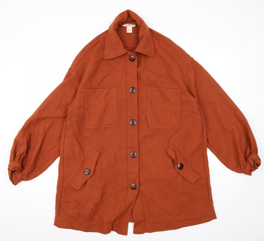Womens UK Size 8 H&M Brown Basic Button-Up
