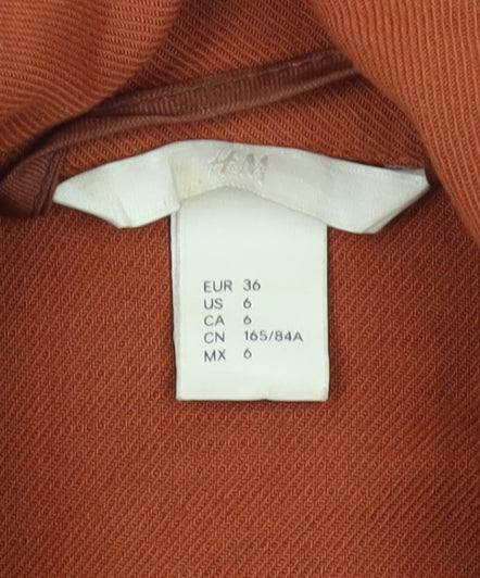 Womens UK Size 8 H&M Brown Basic Button-Up
