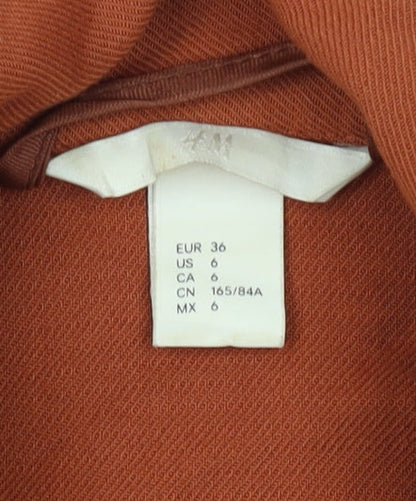 Womens UK Size 8 H&M Brown Basic Button-Up