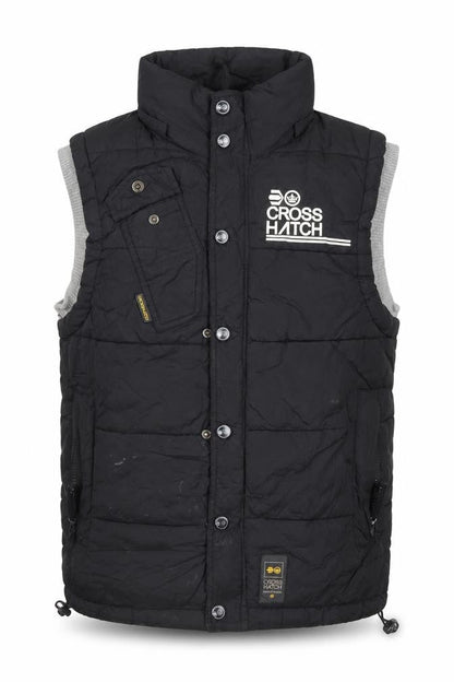 Crosshatch Men's Black Small Puffer Gilet with Logo Accents