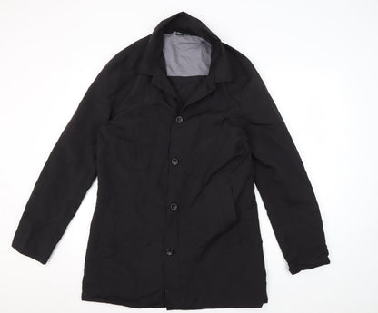 Mens UK Size S Fluid Black Overcoat