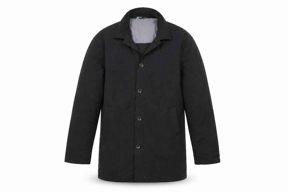 Mens UK Size S Fluid Black Overcoat