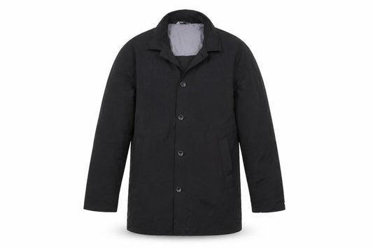 Mens UK Size S Fluid Black Overcoat