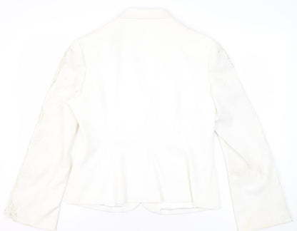 Kaleidoscope Women's White Blazer UK 14 Regular