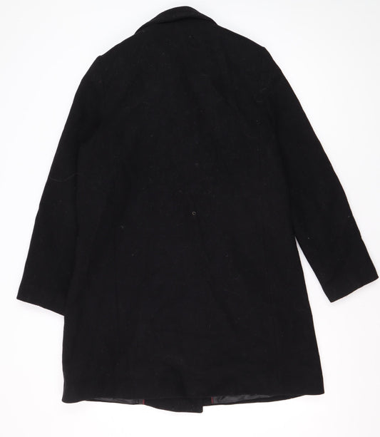 MNG Women's Black Wool Blend Pea Coat Size 8, Buttoned