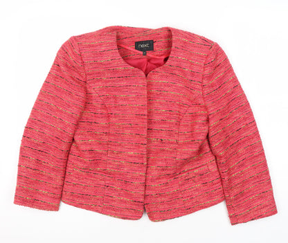 Next Women's Pink Striped Bouclé Jacket Size 12