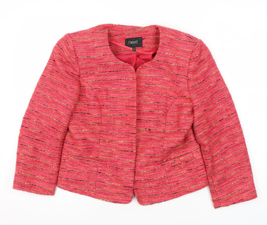 Next Women's Pink Striped Bouclé Jacket Size 12