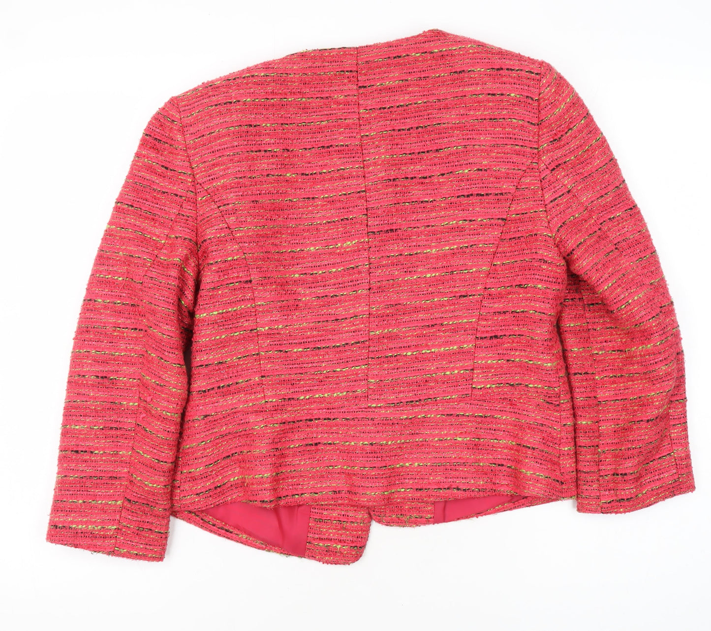 Next Women's Pink Striped Bouclé Jacket Size 12
