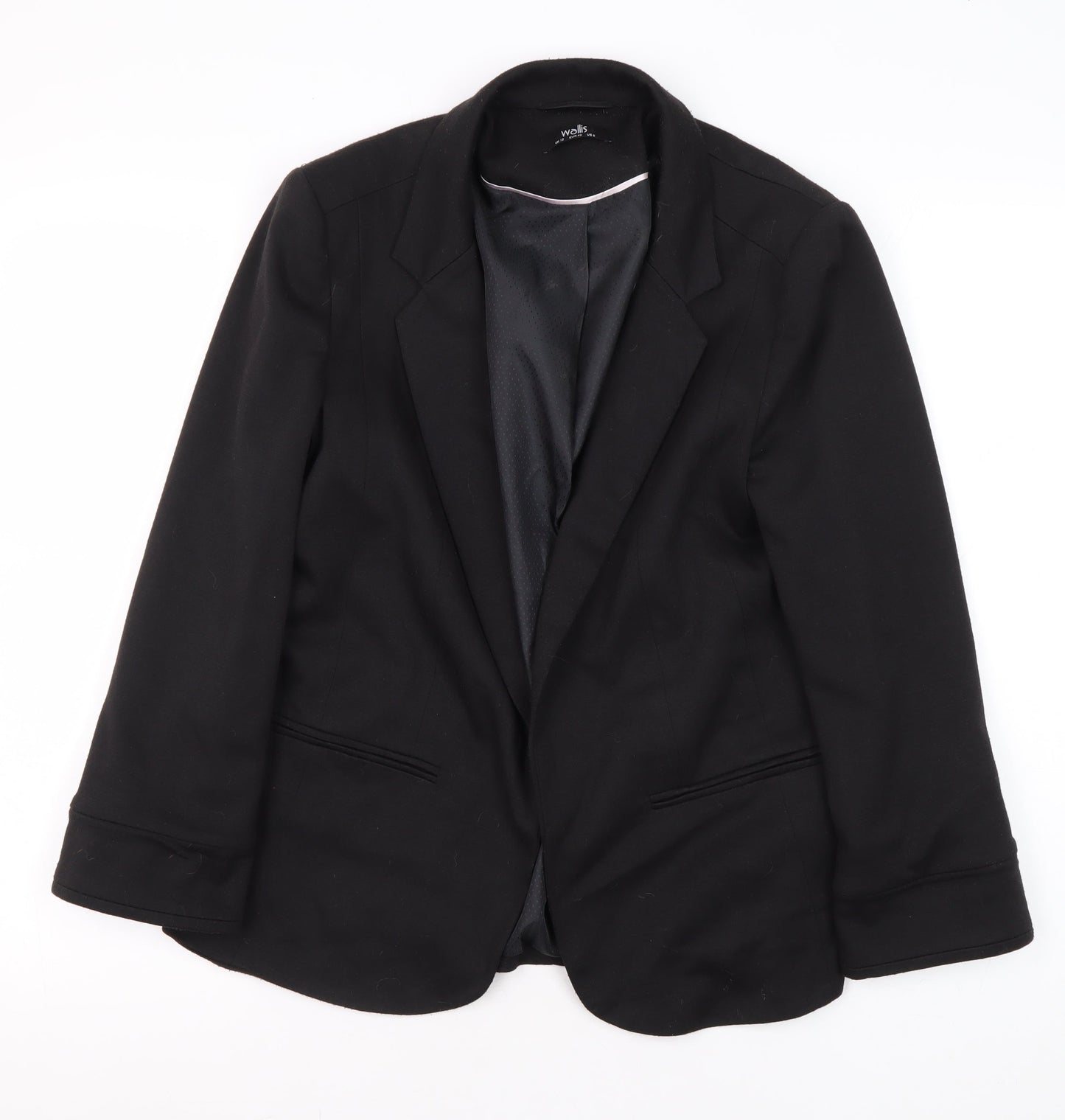 Wallis Women's Black Blazer UK 12 Notch Lapel Lined