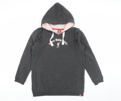 LFC Girls Grey Hoodie, 11-12 Years, Ruffle Logo Pullover