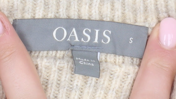 Womens UK Size S Oasis Beige Pullover Jumper