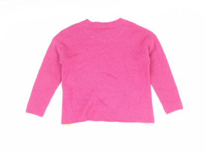 Benetton Girls Pink Acrylic Pullover Jumper XS