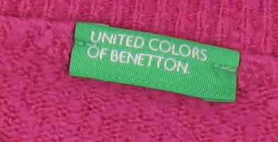 Benetton Girls Pink Acrylic Pullover Jumper XS