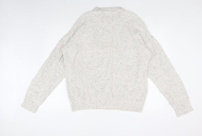 Hollister Men's Ivory Knit Pullover Jumper, Large