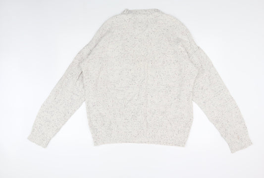 Hollister Men's Ivory Knit Pullover Jumper, Large