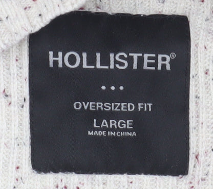 Hollister Men's Ivory Knit Pullover Jumper, Large
