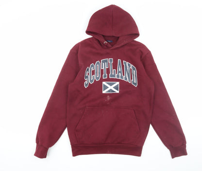 Mens UK Size S Scotland Red Pullover Hoodie