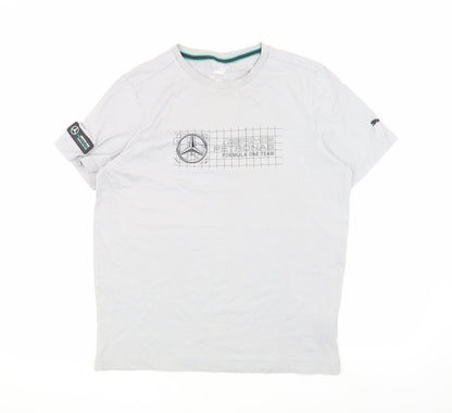 Puma Men's Grey M T-Shirt, Sports Theme with Logo