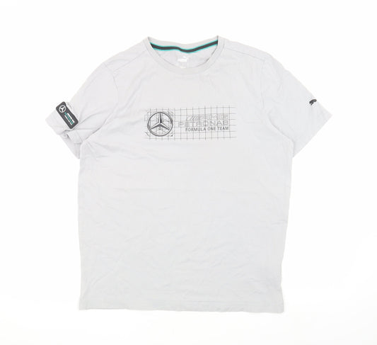 Puma Men's Grey M T-Shirt, Sports Theme with Logo