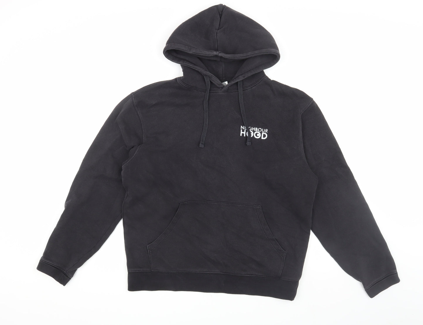 Mens UK Size M Russell Black Pullover Hoodie