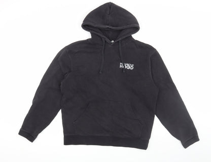 Mens UK Size M Russell Black Pullover Hoodie