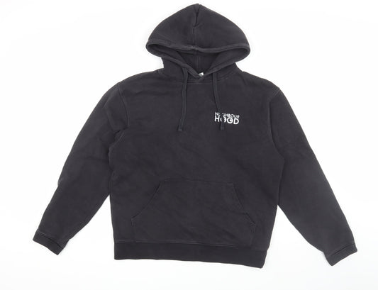 Mens UK Size M Russell Black Pullover Hoodie