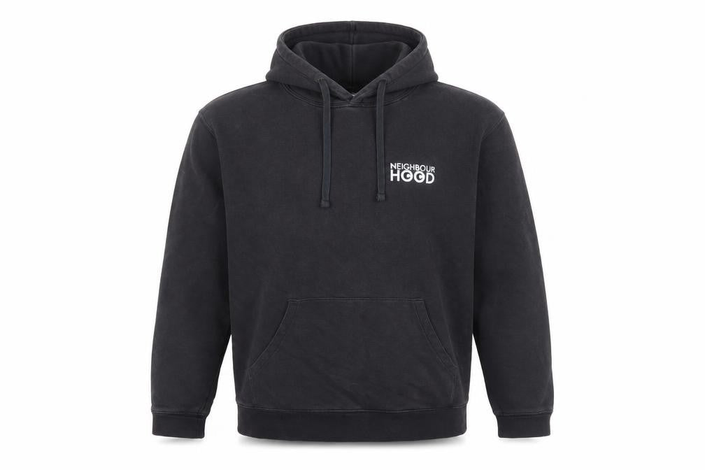 Mens UK Size M Russell Black Pullover Hoodie