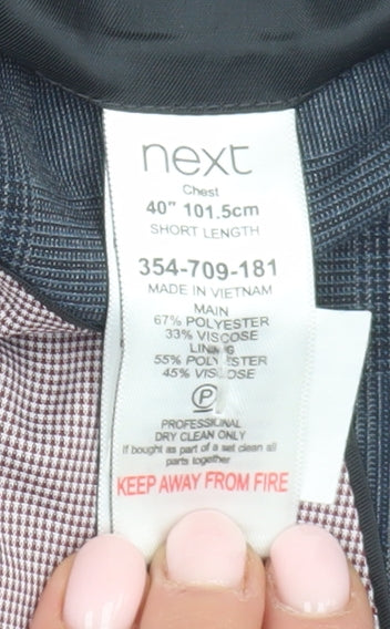 Next Men's Blue Checked Blazer Size 40S Casual